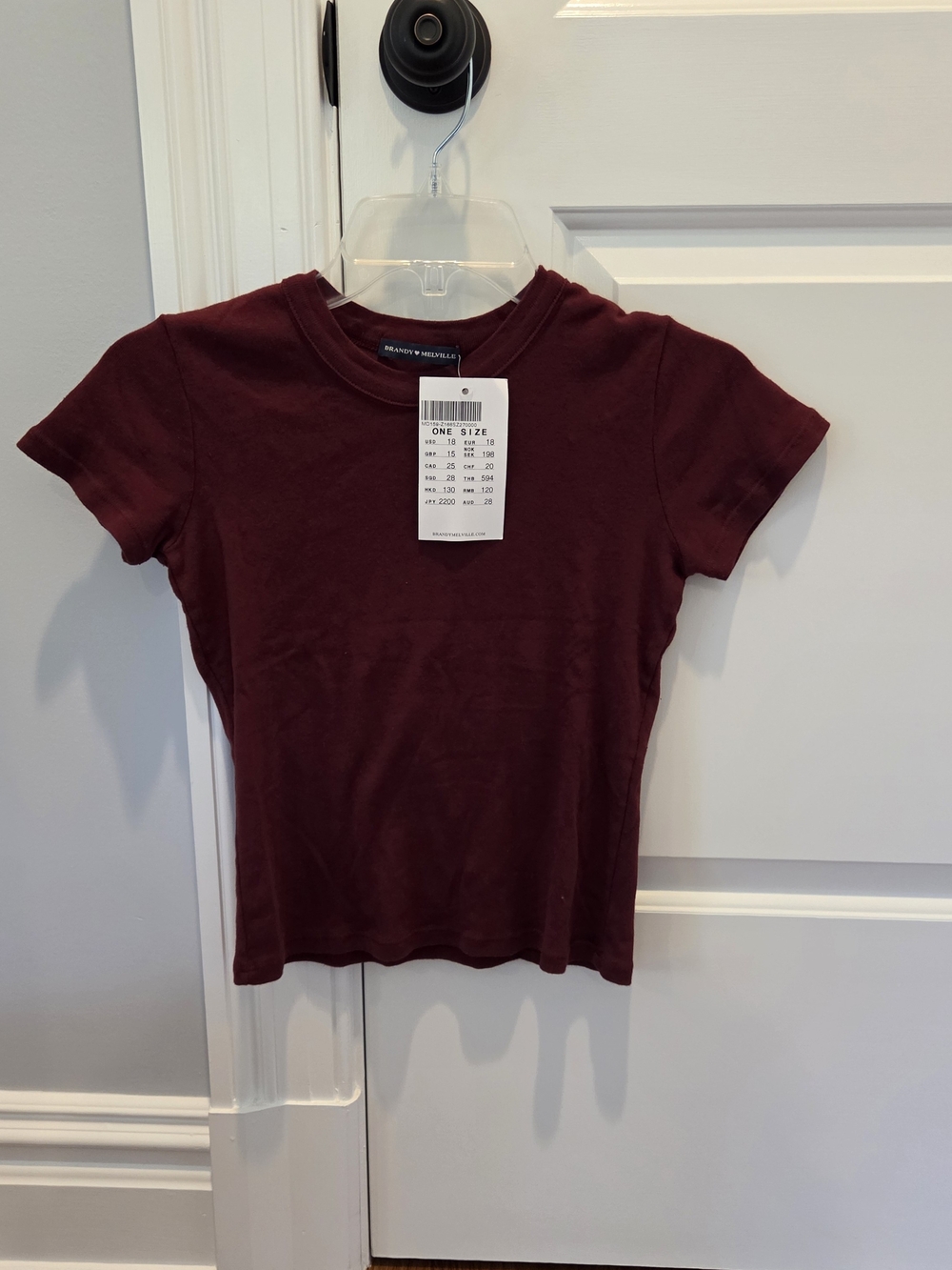 Brandy Melville Burgundy Short Sleeve Tee